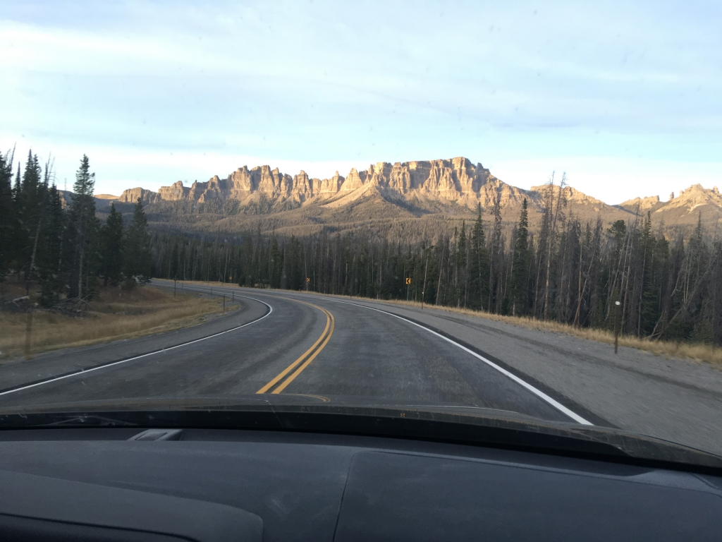 Pinnacles seen from Togwotee Pass highway